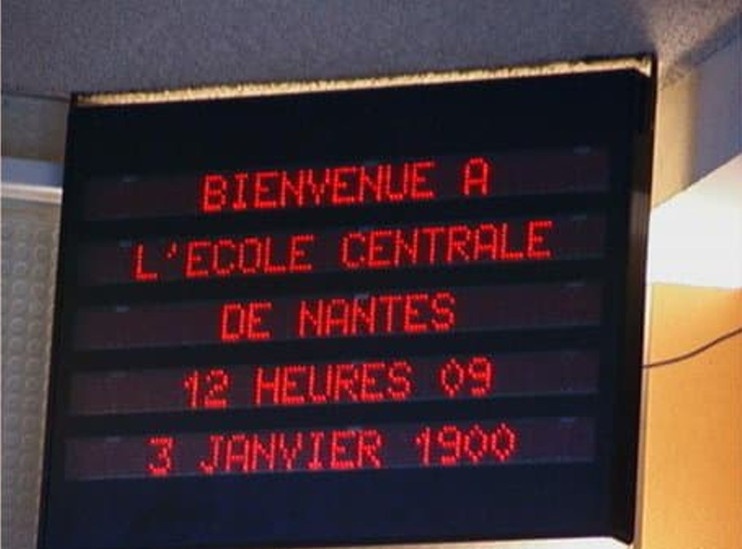 Tableau de l'école centrale de Nantes le 1er janvier 2000